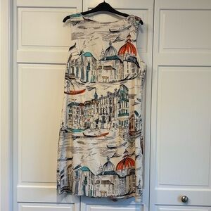 Chetta B Multicolor Cityscape Midi Dress